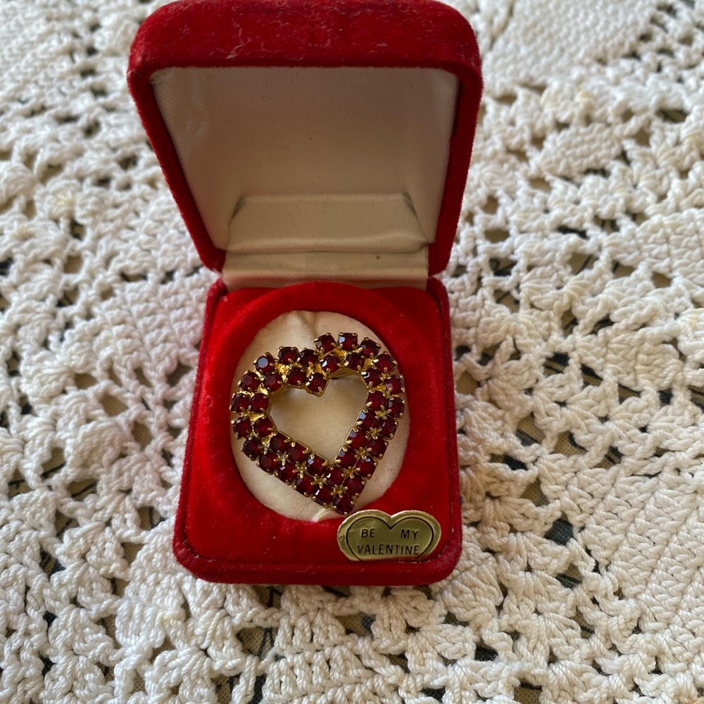 Ruby Red Heart Brooch - image 2